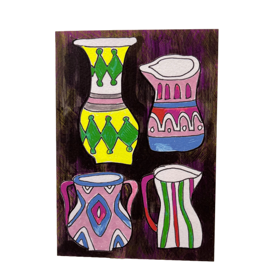 4 Mexican Vases Card